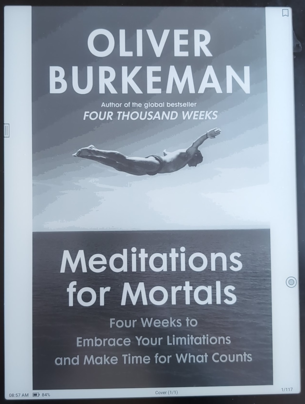 Photo of the book cover on Boox e-ink reader